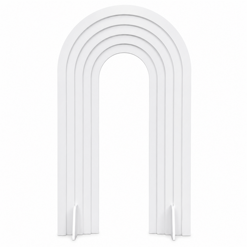 Arco 3D Bianco 100×190 cm — strati sovrapposti con effetto profondità, in PVC bianco da personalizzare
