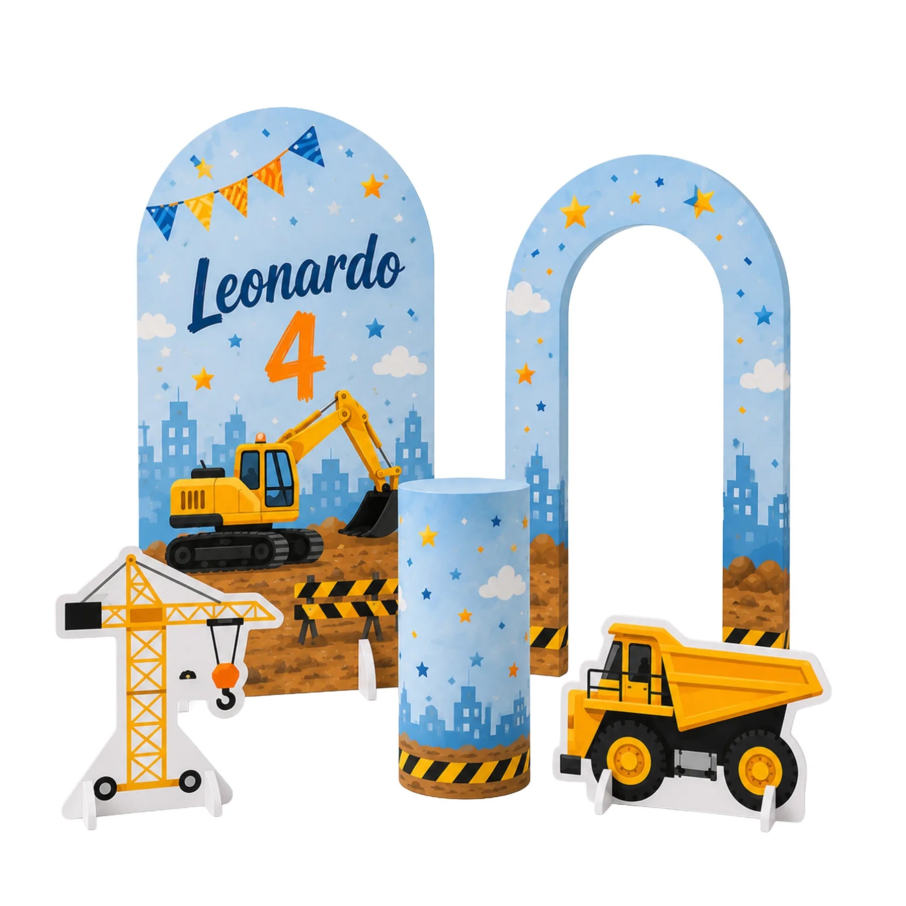 Compleanno edilizia — Set Elite allestito per un compleanno a tema cantiere, scenografia completa SagoMax