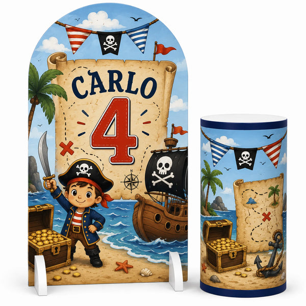 Compleanno pirati — Set Lite allestito per un compleanno a tema pirati, scenografia completa SagoMax