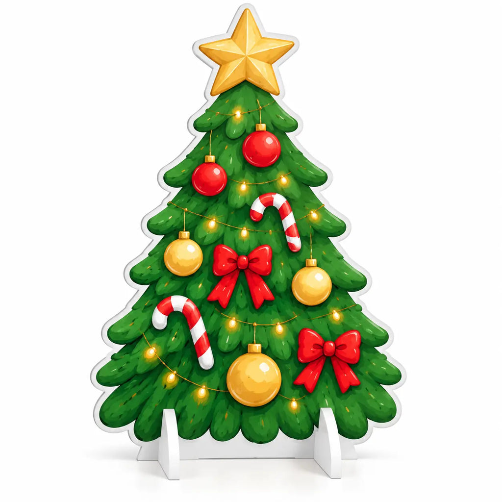 Albero con bastoncini — sagoma natalizia in PVC stampata