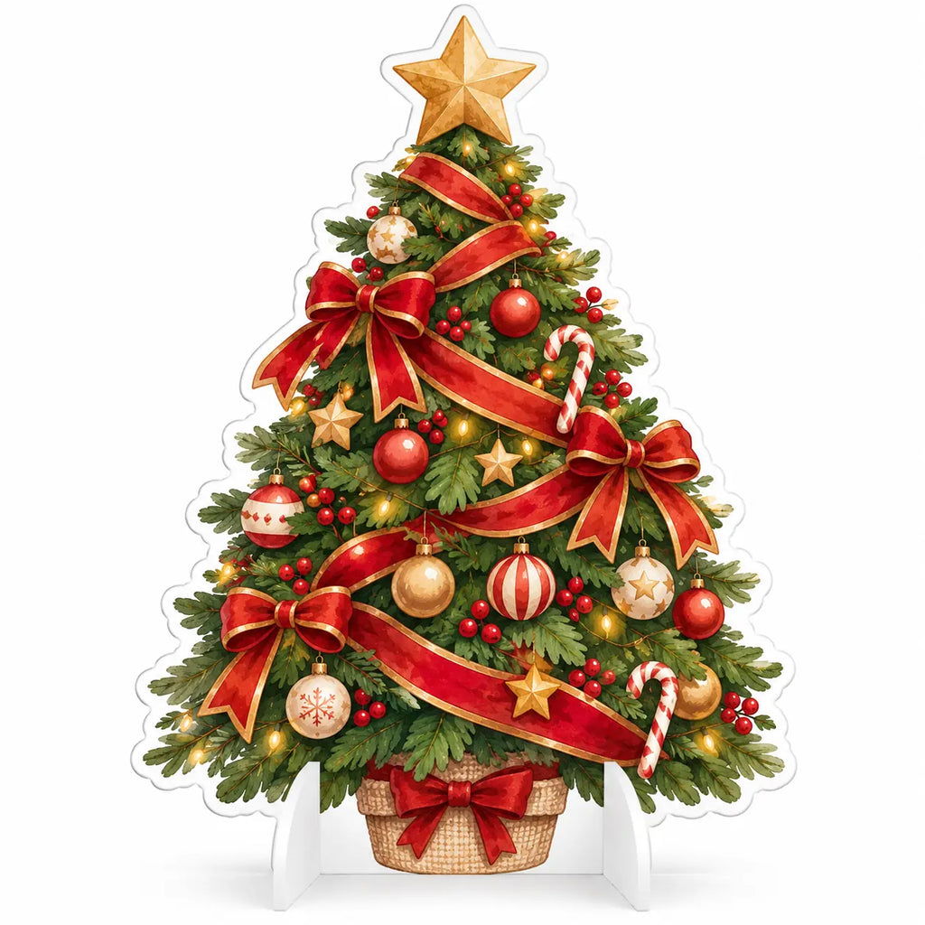 Albero nel cesto — sagoma natalizia in PVC stampata