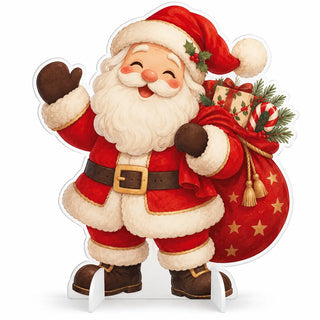 Babbo Natale col sacco stellato — sagoma natalizia in PVC stampata
