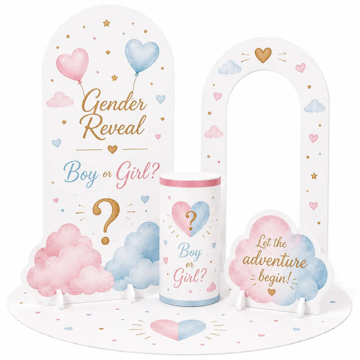 Gender Reveal — Set Max allestito per un gender reveal, scenografia completa SagoMax