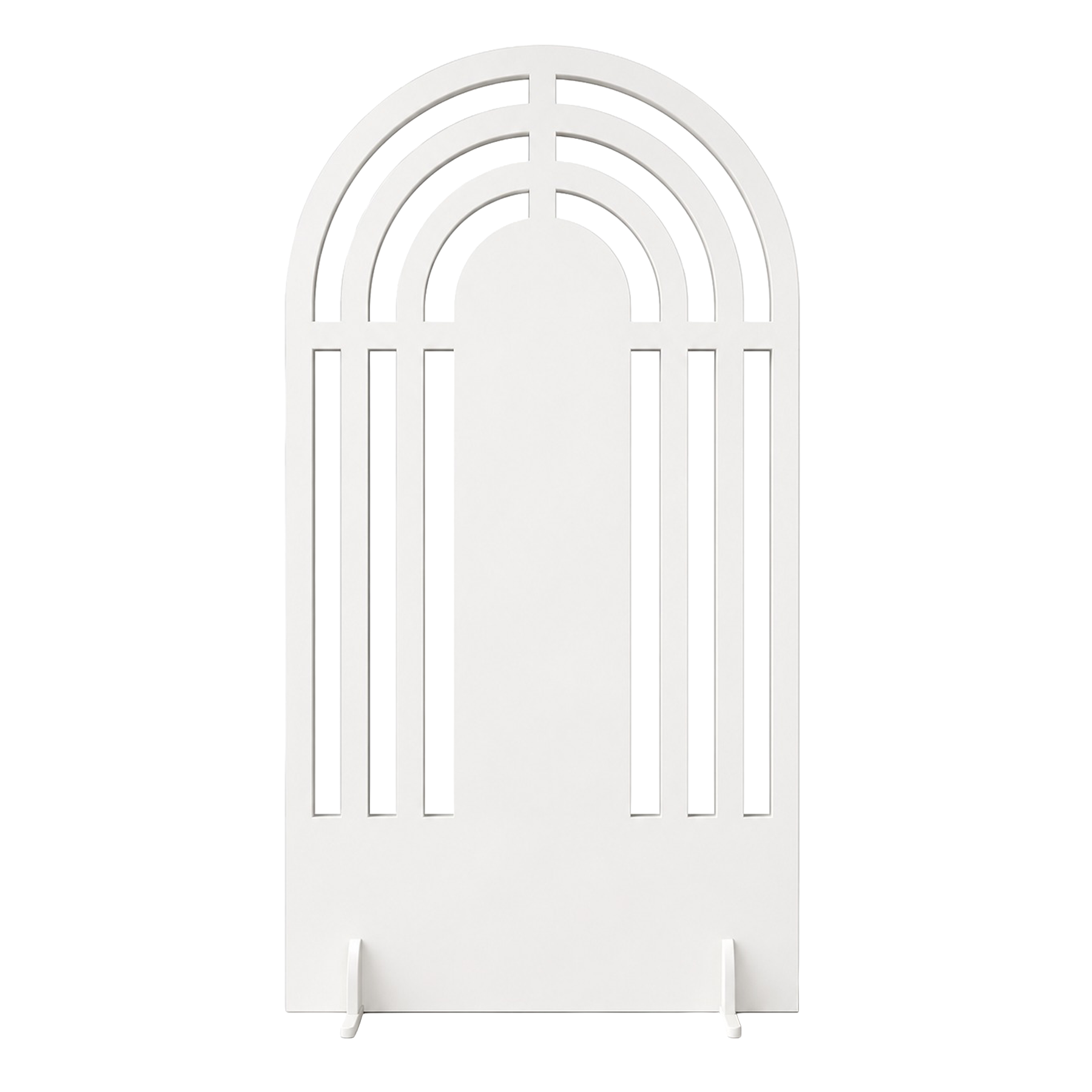 Vela Concentrica Bianca — struttura a vele concentriche in PVC bianco, da personalizzare